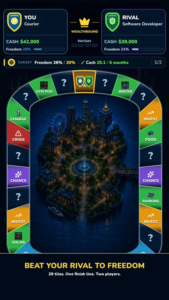 Wealthbound board and rival race
